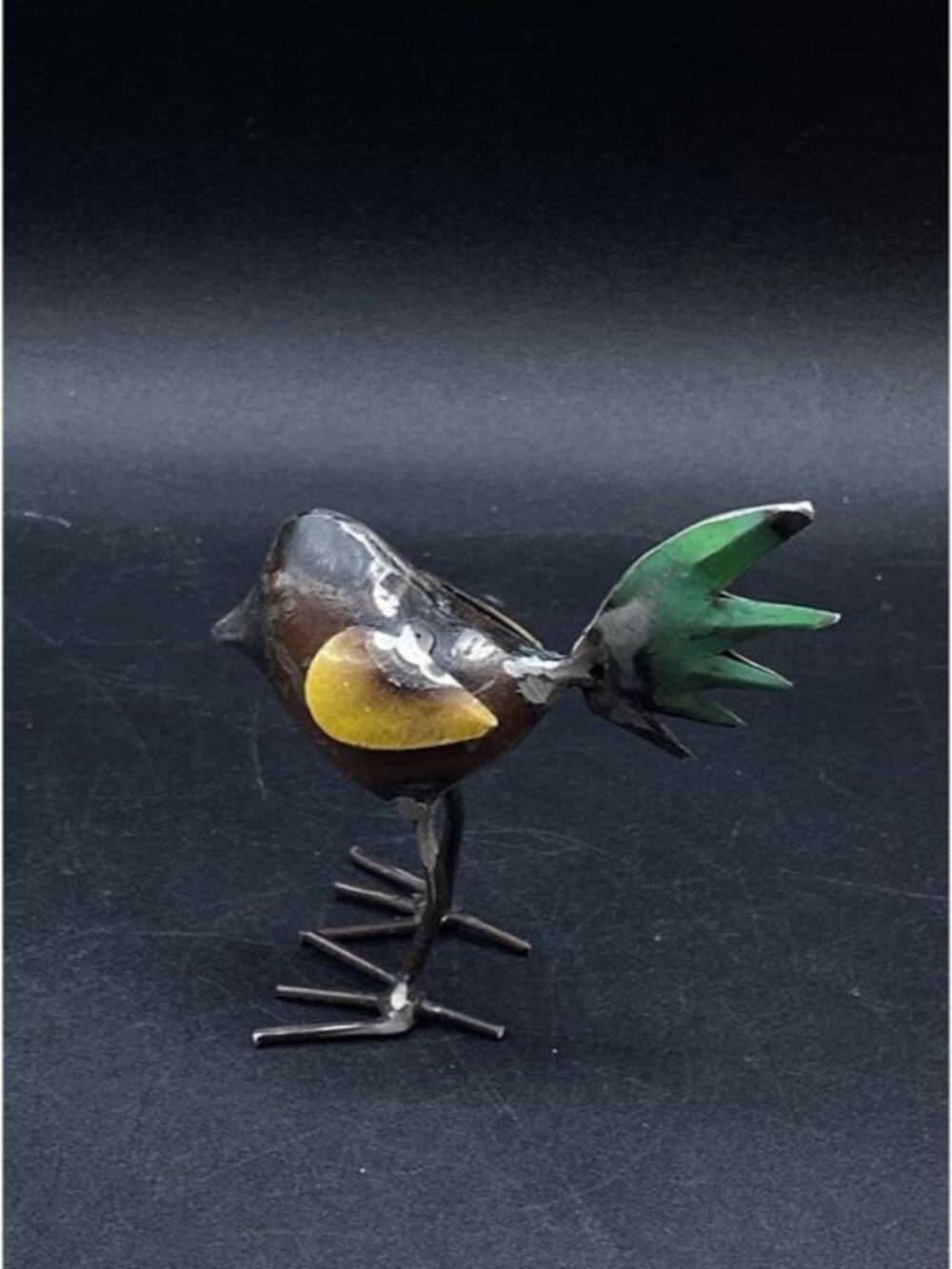Recycled Metal Mini Bird Sculpture 3.5” Tall Multicolor Welded Rustic - Picture 7 of 8
